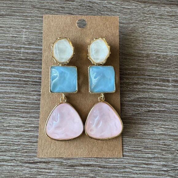 Radiant pastel color Drop Earrings A1313 - Picture 2 of 3